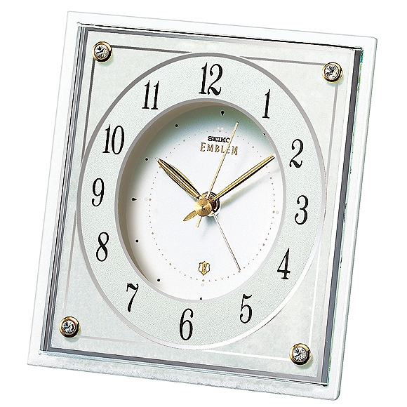セイコー(SEIKO)EMBLEM 大理石 置き時計 スワロフスキー飾り（HR591W） 【安心の３年保証】