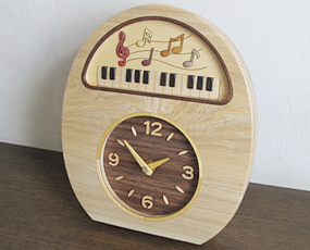 掛け時計 木製時計 ふくろう 置き時計 寄せ木 掛置兼用 「ふくろう」(PK-MK-1）