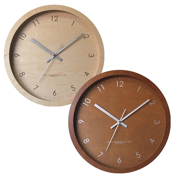 掛け時計 丸型 電波時計 木製 メープルの時計 日本製　(FO-V0044)