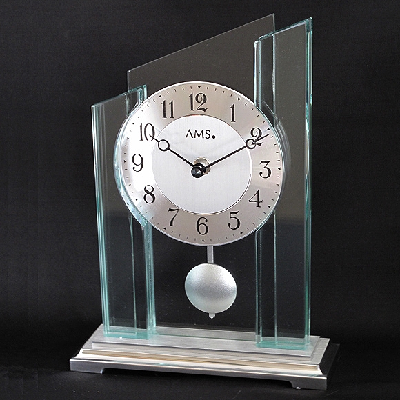 置き時計｜AMS ドイツ製 置き時計 1168 アナログ ガラス 振り子 【期間