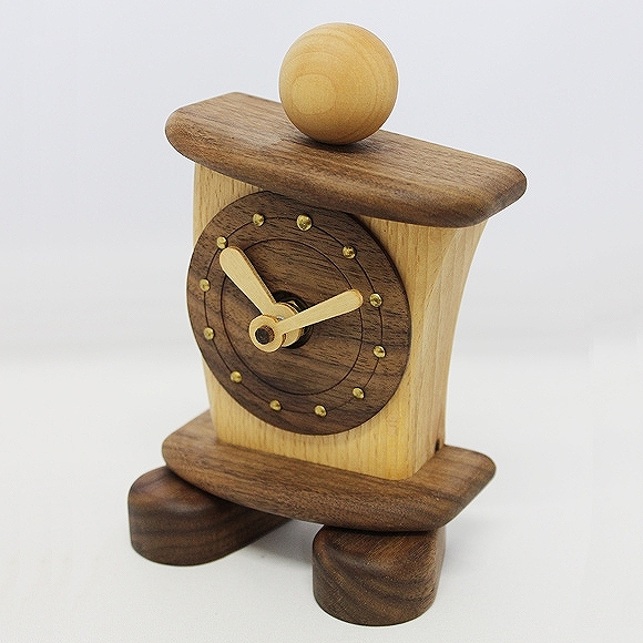 置き時計 天然木 かわいい 木製 ハンドメイド 日本製 「傾いた時計