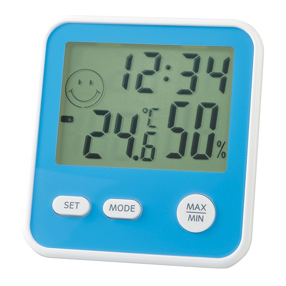 エンペックス EMPEX 置き時計 デジタル ブルー 温度計 最高気温と最低気温を表示　(EP-TD-8326)