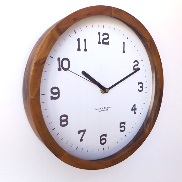 掛け時計 アナログ 木製 小型 天然木 木枠 スイープ 音がしない 静音タイプ 北欧 おしゃれ アイナ ウッドクロックM　(PD-EIN-200)