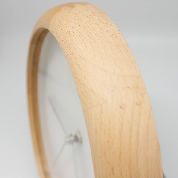 掛け時計 木製 アナログ スイープ 音がしない 静音タイプ 天然木 ブナ 無垢材 掛置兼用 フェルト 北欧 スタンド＆ウォールクロック　(PD-IHM-200)