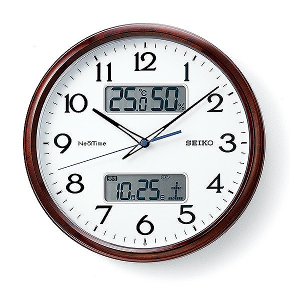 セイコー (SEIKO) ネクスタイム 掛け時計 電波時計 スイープ アナログ 温度計 湿度計 カレンダー機能 (ZS252B)