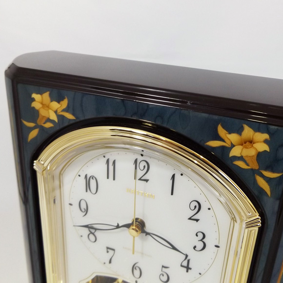 置き時計｜リズム時計(RHYTHM) 置き時計 電波時計 象嵌細工 木製 