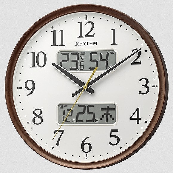 掛け時計｜リズム時計 RHYTHM 掛け時計 音がしない 連続秒針 液晶表示