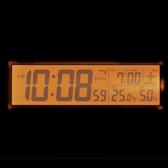 セイコー(SEIKO)  置き時計 目覚まし時計 スヌーズ 電波時計 デジタル 夜でも見える カレンダー 温湿度計 SQ325B
