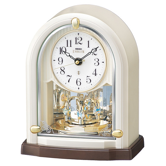 置き時計｜セイコー (SEIKO) EMBLEM からくり時計 電波時計 回転飾り