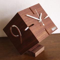 木製立体時計「パズル」０９−１０６ウォルナット