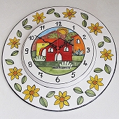 イタリア製、彩色陶器の時計「デイジー」　(PRC-81QDAISE)