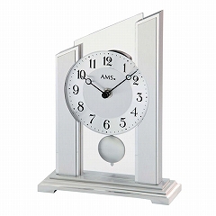AMS 置き時計 振り子時計 置時計 ガラス シルバー ドイツ製 AMS1169 30%OFF 納期3〜4週間　(YM-AMS1169)
