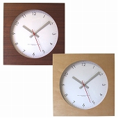 掛け時計 四角 電波時計 メープル/ウォールナットの時計 25cm角 日本製　(FO-V0022)