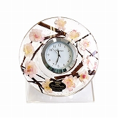 置き時計 ドイツ製 花のガラス時計 ギフト 贈り物 CDD7202 サクラ　(IK-CDD7202CL)