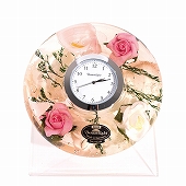 置き時計 ドイツ製 花のガラス時計  ギフト 贈り物 CDD7268 ローズ　(IK-CDD7268)