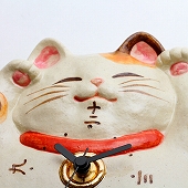 掛け時計 アナログ 招き猫　陶器　日本製　和　福々招き猫　掛時計　(CY-Y9769)
