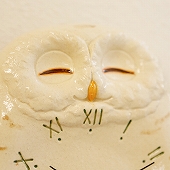 振り子時計 アナログ 掛け時計 フクロウ 陶器  日本製 白フクロウ　掛時計　(CY-Y9819)