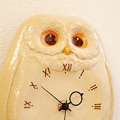 振り子時計 掛け時計 フクロウ 陶器 アナログ 日本製 掛時計　(CY-Y9707)