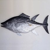 掛け時計 木製 国産 ハンドメイド 魚 マグロ 鮪 寿司屋 魚屋 マグロの掛け時計　(KO-MAGURO)