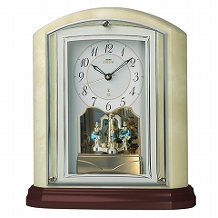 セイコー (SEIKO) EMBLEM からくり時計 電波時計 オニキス枠 回転飾り スイープ HW590M
