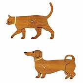 掛け時計 スイープ 犬 猫 かわいい キュート 木製 マイロッティ　(IF-CL3361)