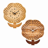 掛け時計  「クッカ　リリ」 天然木 シンプル 花 木製　ハンドメイド 北欧デザイン インテリア 女性  リビング プレゼント ギフト　(IF-CL3723)