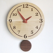 掛け時計 振り子時計 丸 天然木 日本製 木製 ナチュラル 木目 ギフト 白木　(PK-F38)