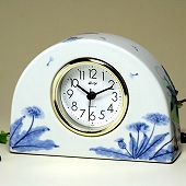 置き時計 日本製 九谷焼 陶器 ギフト  九谷焼 置き時計 染付小花 68S-5　(SMT-68S-5)
