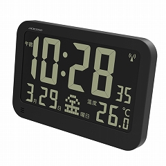 掛け時計 電波 見やすい ブラック 掛時計 デジタル 電波デジタル時計 掛置兼用 ブラックディスプレイ電波クロック　(AD-OP05)