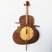 振り子時計 天然木 木製 チェロ 日本製 アナログ 大型 ハンドメイド 楽器 弦楽器 教室 プレゼント　(SU-CELLO)