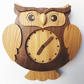 振り子時計 日本製 ふくろう フクロウ アナログ 天然木 木製 ハンドメイド　(SU-OWL)