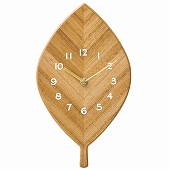掛け時計 おしゃれ はっぱ 葉 木製 スイープ 北欧 リンジー 天然木 インテリア ギフト　(IF-CL3857)