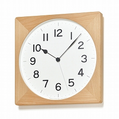 Lemnos レムノス 掛け時計 天然木 木製 シンプル ギフト 記念品 和室 アナログ スイープ 「ルート角」　(TL-NY21-09)