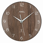 AMS 掛け時計 ドイツ製 ウォールナット 丸型 シンプル 洋室 AMS5558 30%OFF 国内在庫 即納　(YM-AMS5558J)