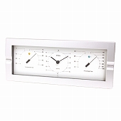 エンペックス EMPEX 置き時計 シルバー 温度計 湿度計 掛置兼用 秒針なし 日本製　(EP-MN-4840)