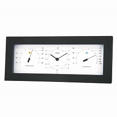 エンペックス EMPEX 置き時計 ブラック 温度計 湿度計 掛置兼用 秒針なし 日本製　(EP-MN-4841)
