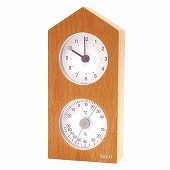 エンペックス EMPEX 置き時計 天然木 ブナ材 ナチュラル くうき 時計台の時計 温度計 湿度計 日本製　(EP-KU-9860)