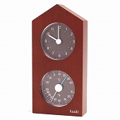 エンペックス EMPEX 置き時計 天然木 ブナ材 ブラウン くうき 時計台の時計 温度計 湿度計 日本製　(EP-KU-4863)