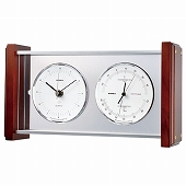 エンペックス EMPEX 置き時計 シルバー 天然木 温度計 湿度計 タテヨコ兼用 日本製　(EP-EX-942)
