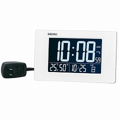 セイコー(SEIKO) 目覚まし時計 電波時計 デジタル コンセント式 カレンダー 温湿度計 DL214W