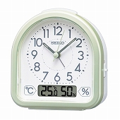 セイコー(SEIKO) 目覚まし時計 スイープ秒針 温度計 湿度計 薄緑  KR512M