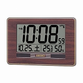 セイコー(SEIKO) 掛け時計 電波時計 デジタル 温度計 湿度計 掛置兼用 カレンダー 茶木目 SQ446B