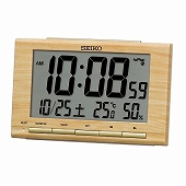 セイコー(SEIKO) 目覚まし時計 電波時計 温湿度表示 カレンダー 薄茶木目 SQ799B