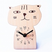 置き時計 木製 ネコ ねこ 猫 おしゃれ アナログ 北欧 秒針なし 2針 シンプル テンネンハミヤビ chara cats  ナチュラル　(YC-YK20-103NA)