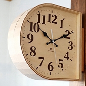 掛け時計 木製 壁掛け 両面時計 アナログ 北欧 天然木 シンプル ナチュラル リビング ダイニング 廊下　(YC-YK20-102NA)
