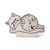 置き時計 木製 ネコ ねこ 猫 おしゃれ アナログ 北欧 シンプル エキゾチックショートヘア　(YC-YK19-104E)
