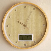 温度計付き木製デジタル掛時計