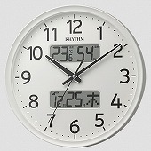 シチズン (CITIZEN) 掛け時計 静かな連続秒針 液晶表示付 電波掛時計 大きな文字板 フィットウェーブリブA03