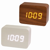 置き時計 目覚まし時計 電波時計 木製 LED 木目 複数アラーム カレンダー USBケーブル動作可能 小型 ライト PLUSDECO プラスデコ IAC-5656　(CR-IAC5656)