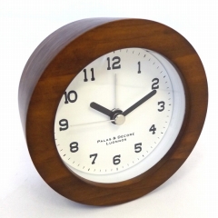 置き時計 目覚し時計 アナログ 木製 天然木 木枠 小型 アラーム スイープ 音がしない 静音タイプ 北欧 おしゃれ アイナ ウッドアラーム　(PD-EIN-100)